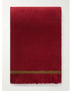 Anderson & Sheppard Fringed Cashmere-Twill Scarf - Red