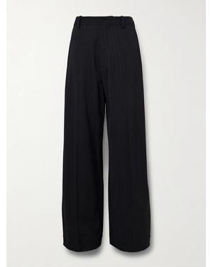 Acne Studios Wide-Leg Pinstriped Twill Trousers - Blue