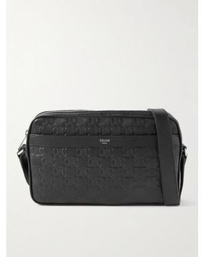 Celine Triomphe Logo-Debossed Leather Messenger Bag - Nero