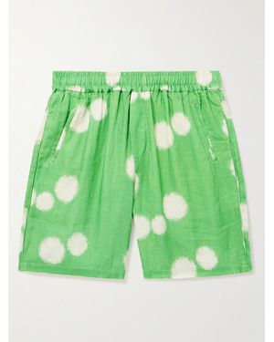 Folk Assembly Straight-Leg Printed Linen Shorts - Green