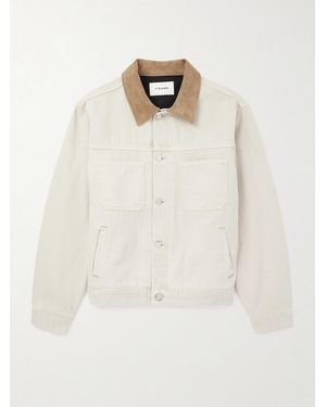 FRAME Suede-trimmed Cotton-canvas Jacket - White