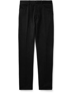 Rubinacci Straight-Leg Cotton-Moleskin Pants - Black