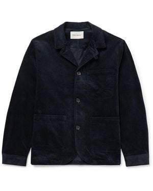 Oliver Spencer Bradwell Convertible-collar Cotton-blend Corduroy Jacket - Blue