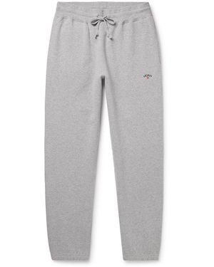 Noah Core Tapered Logo-Embroidered Cotton-Jersey Sweatpants - Gray