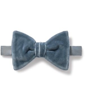 MR P. Pre-tied Cotton-velvet Bow Tie - Blue