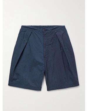 Blue Blue Japan Tapered Pleated-Dyed Nylon Shorts - Blue