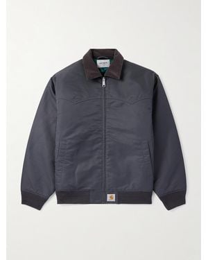 Carhartt Santa Fe Alumni Velvet-trimmed Nylon-twill Bomber Jacket - Blue