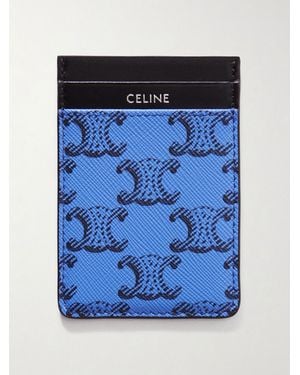Celine Triomphe Printed Leather And Canvas Cardholder - Blue