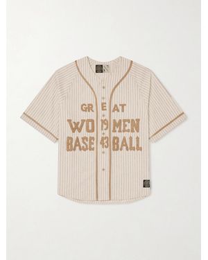 Kapital Oversized Striped Appliquéd Wool-blend Shirt - Natural