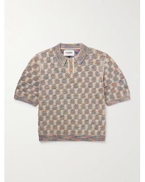 Corridor NYC Crocheted Pima Cotton Polo Shirt - Natural