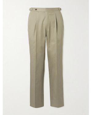STÒFFA Tapered Pleated Cotton-Twill Trousers - Natural