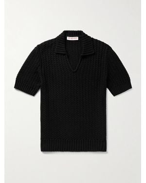 Orlebar Brown Polohemd aus strukturiertem Biobaumwollstrick - Schwarz