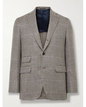 Sid Mashburn Virgil No.2 Slim-Fit Prince Of Wales Checked Wool And Linen-Blend Hopsack Blazer - Grey