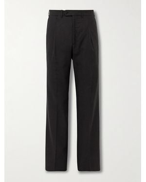 Saman Amel Straight-Leg Pleated Wool-Blend Suit Trousers - Black
