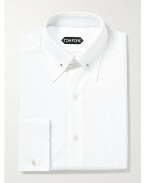 Tom Ford Slim-Fit Pinned-Collar Double-Cuff Cotton-Poplin Shirt - White
