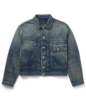 Givenchy Distressed Denim Jacket - Blue