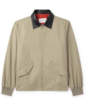 Givenchy Leather-Trimmed Cotton-Blend Harrington Jacket - Natural