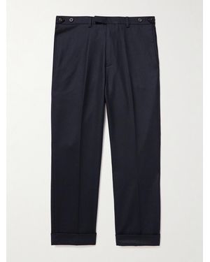 Beams Plus Ivy Cropped Tapered Brushed Wool-blend Twill Suit Pants - Blue