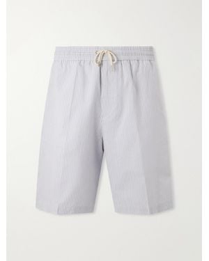 Paul Smith Straight-Leg Striped Cotton Drawstring Shorts - Grey