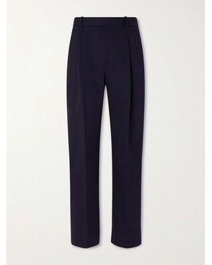 Altea Orval Cotton And Linen-Blend Gabardine Trousers - Blue