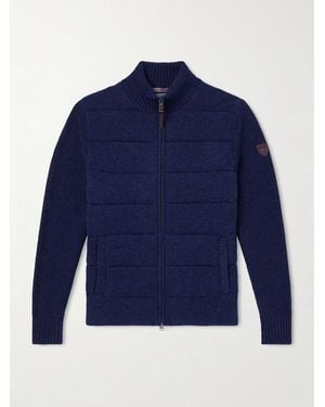 Polo Ralph Lauren Quilted Padded Wool And Cashmere-blend Zip-up Cardigan - Blue