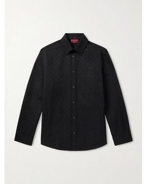 Gucci Monogrammed Cotton-Blend Jacquard Shirt - Blue
