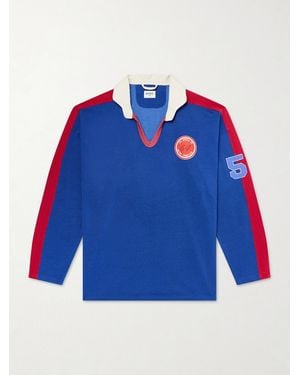 Bode Lakewood Appliquéd Jersey Polo Shirt - Blue