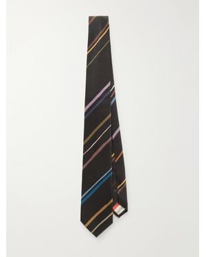 Paul Smith 8Cm Striped Silk Tie - White