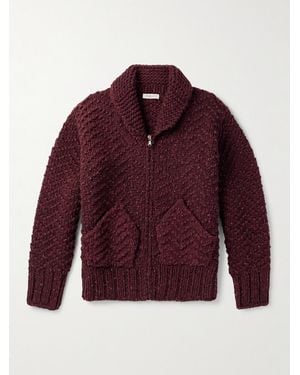 Miles Leon Shawl-Collar Merino Wool Zip-Up Cardigan - Red