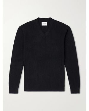 NN07 Danny V-Neck 6429 Chenille Jumper - Blue