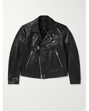 Tom Ford Full-Grain Leather Biker Jacket - Black