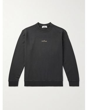 Stone Island Logo-Print Cotton-Jersey Sweatshirt - Grey