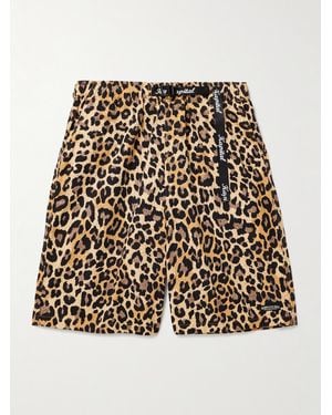 Kapital Easy Wide-Leg Belted Leopard-Print Cotton-Twill Shorts - Brown