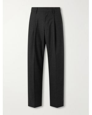 NN07 Kay 10037 Straight-Leg Pleated Pinstriped Woven Trousers - Black