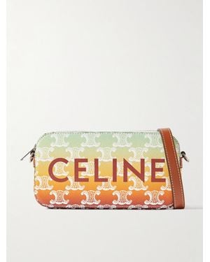 Celine Triomphe Leather-trimmed Logo-print Coated-canvas Messenger Bag - Yellow