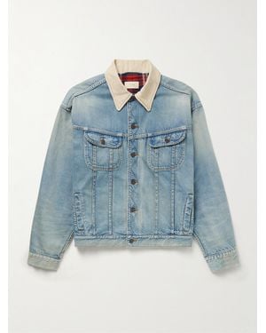 The Row Joret Corduroy-Trimmed Denim Jacket - Blue