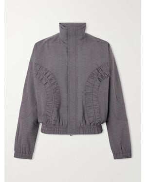 SAGE NATION Fossil Ruched Paneled Twill Blouson Jacket - Gray