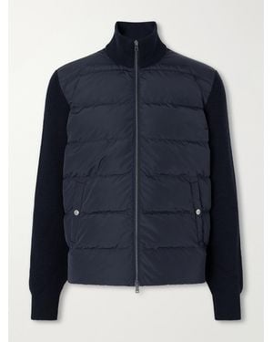 Herno Waffle-Knit Wool-Trimmed Quilted Shell Down Jacket - Blau