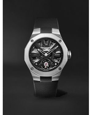 Baume & Mercier Riviera Skeleton 42 mm Uhr aus Edelstahl mit automatischem Aufzug und Armband aus Canvas und Kautschuk - Schwarz