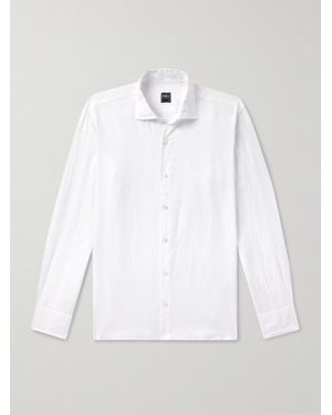 Fedeli Nick Slim-Fit Cutaway-Collar Linen Shirt - White
