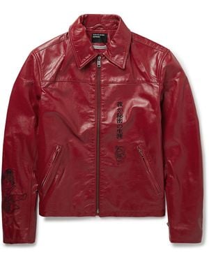 Enfants Riches Deprimes The Bully Distressed Embroidered Tumbled-Leather Jacket
