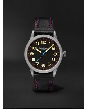 BAMFORD LONDON B80 Modern Automatic 39Mm Titanium And Faux Leather Watch, Ref. No. B80 - Black