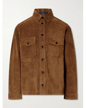 Drake's Suede Overshirt - Brown