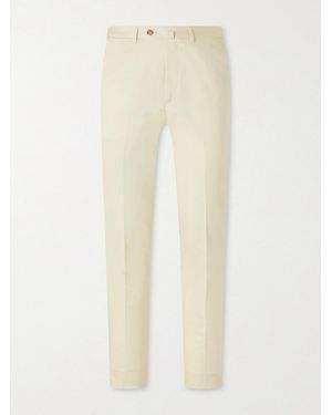 De Petrillo Tapered Cotton-Twill Suit Trousers - Natural