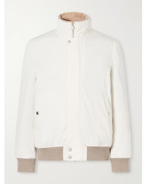 Brunello Cucinelli Rib-Trimmed Shell Blouson Jacket - White