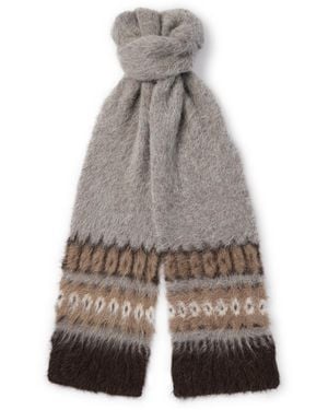 Celine Fair Isle Brushed Alpaca-Blend Scarf - Gray