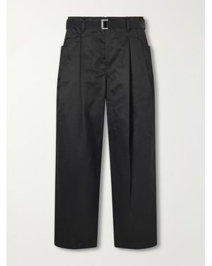Sacai Wide-Leg Cotton Chinos - Black