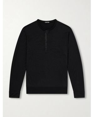 Tom Ford Slim-Fit Cashmere, Wool And Silk-Blend Sweatshirt - Black