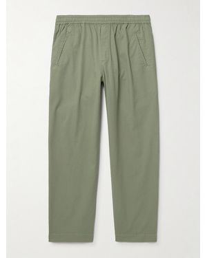 Folk Assembly Straight-Leg Cotton Drawstring Trousers - Green