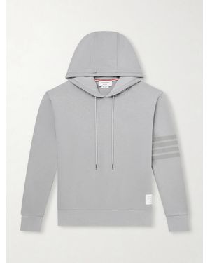 Thom Browne Logo-Appliquéd Striped Cotton-Jersey Hoodie - Grey